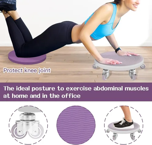 Vista 2 de 6 Caster Ab Roller, Equipo de Ejercicio Abdominal con Almohadillas para las Rodillas, Rueda de Ab Roller para Ejercicio de Zona Media, Entrenamiento
