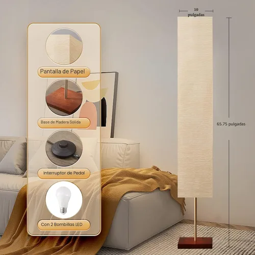 Vista 3 de GyroVu Lámpara de pie para sala de estar, lámpara alta de columna ajustable de temperatura de color, lámpara de pie con base de nogal lámpara de pie