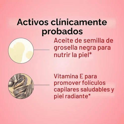 Vista 4 de Fórmula para el pelo y las uñas Red Carpet de HUM, 60 cápsulas blandas vegetarianas
