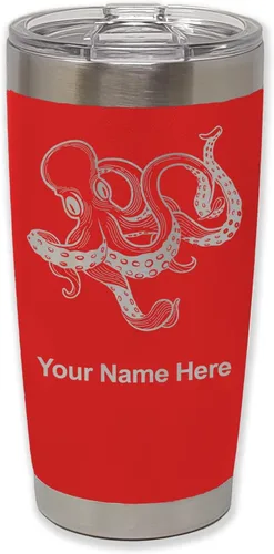Vista 39 de LaserGram Vaso aislado al vacío de 20 onzas, Kraken, grabado personalizado incluido (negro)