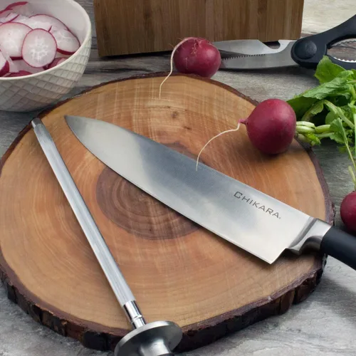 Vista 3 de GINSU Chikara Series - Cuchillo de chef forjado de 8 pulgadas, cuchillo de cocina de acero inoxidable 420J de alta calidad