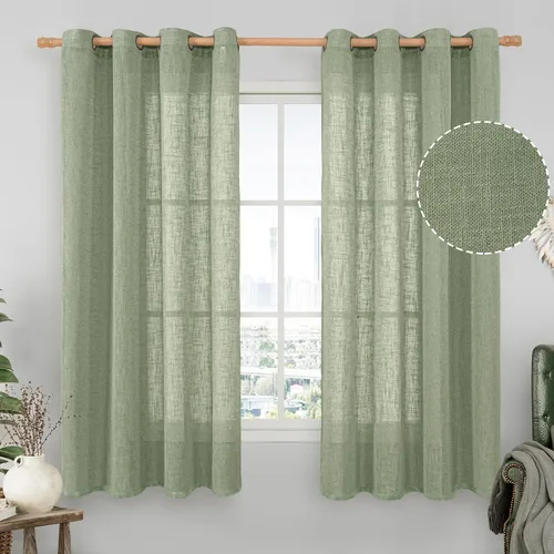 Vista 25 de LAMIT Cortinas de lino marrón caramelo para sala de estar, 84 pulgadas, de lino sintético, texturizado, filtrante de luz, paneles de privacidad