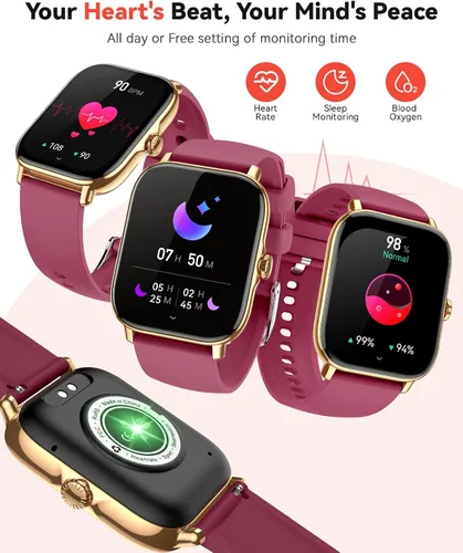 Vista 4 de Reloj inteligente para mujeres y hombres, llamadas Bluetooth, reloj de seguimiento de pasos para Android compatible con iPhone, reloj inteligente