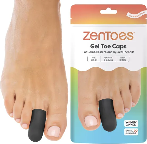 Vista 15 de ZenToes Paquete de 6 protectores de gel para los dedos de los pies, amortigua y protege para proporcionar alivio de uñas perdidas o encarnadas, Beige