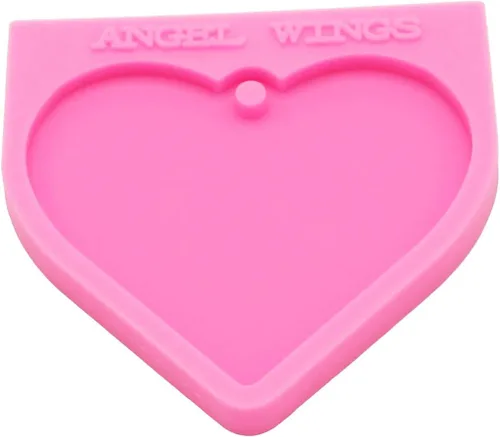 Vista 3 de Angel Wings Moldes de silicona de resina para llavero de corazón brillante para hacer collares, moldes para hacer joyas, llavero, colgante, bolsa