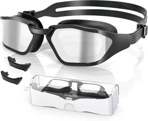 Vista 10 de Greatever Sleek Swim Goggles Unisex-Adult, UV400 Protection Swimming Goggles, HD Wide View Goggles, Anti Fog No Leakage