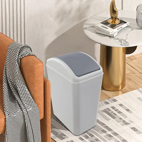 Vista 4 de Paquete de 3 cubos de basura de 4.5 galones con tapa abatible, cubo de basura delgado de plástico con parte superior extraíble, cubo de basura
