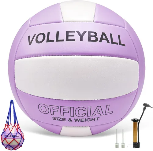 Vista 10 de Balón de Voleibol Tamaño Oficial 5 para Interior y Exterior, Kit de Voleibol Blando de PU Más Grueso con Bomba de Bola para Juego en la Playa