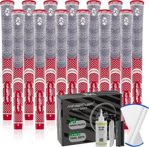 Vista 12 de 13 Pack Corded Rubber Golf Grips, Anti‑Slip Kit, Standard Midsize Oversize Gris/blanco: (13 agarres)