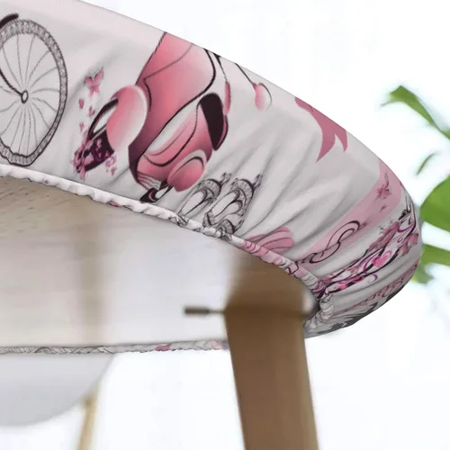 Vista 6 de Famame Romantic Paris - Mantel redondo ajustable con borde elástico, impermeable, con borde elástico, para interiores y exteriores, se adapta a