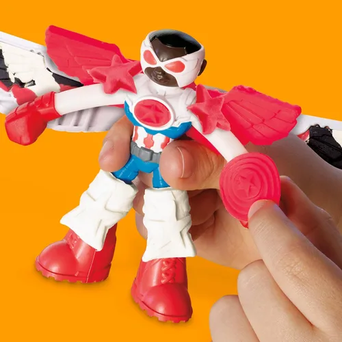 Vista 9 de Play-Doh Marvel Capitán América Moto-Cortador Set de juego con figura de acción articulable, 3 accesorios, juguetes de imaginación para niños de 4