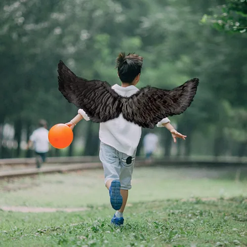 Vista 3 de Angel Wings - Plumas negras para niños alas de ángel para niños adultos cosplay Halloween fiesta regalo de Navidad 16 x 315 pulgadas