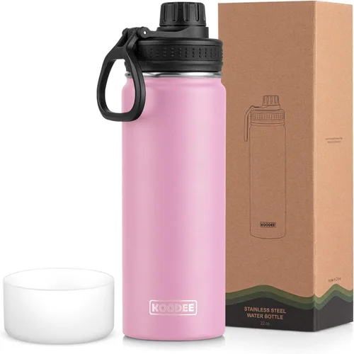 Vista 52 de koodee Botella de agua para niños, botella de agua de acero inoxidable de 12 onzas con aislamiento al vacío para la escuela, botella de agua de boca
