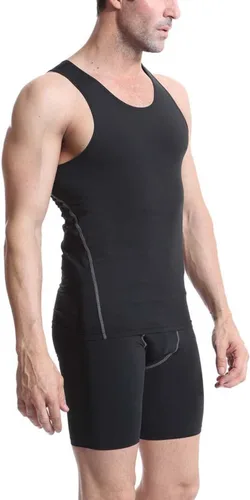 Vista 4 de Audoc Camiseta de compresión para hombre, paquete de 3 unidades, color negro, camiseta sin mangas de compresión atlética