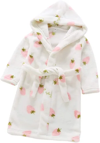 Vista 8 de Bata con capucha para niños y niñas, de forro polar, suave, pijama, ropa de dormir Beige