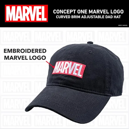 Vista 4 de Concept One Marvel Logo - Gorro ajustable de algodón para papá, negro, talla única, Negro