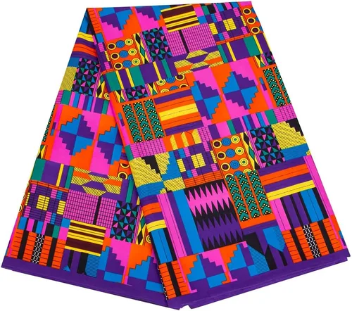 Vista 4 de BintaRealWax Tela Africana Ankara de Poliéster con Impresiones de Cera 6 Yardas de Tela Africana Tradicional para Vestido de Fiesta PL536