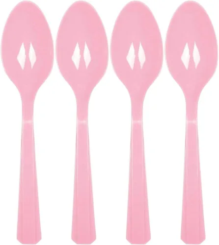 Vista 4 de Vibrantes cucharas de plástico color rojo manzana (paquete de 20) – ecológicas, duraderas y llamativas, perfectas para fiestas y eventos