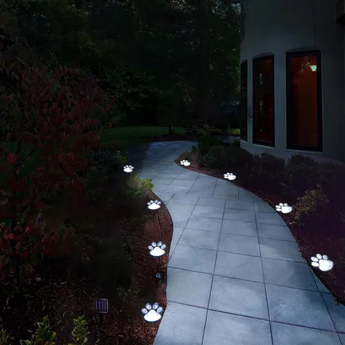 Vista 4 de Luces solares con estampado de patas de 16.8 pies, tira de luces solares para perros y gatos (juego de 8) para exteriores, impermeable, decoración