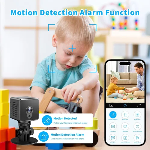 Vista 4 de Mini cámara de seguridad WiFi 4K inalámbrica para interiores y exteriores HD pequeñas cámaras para exteriores, cámaras portátiles para casa