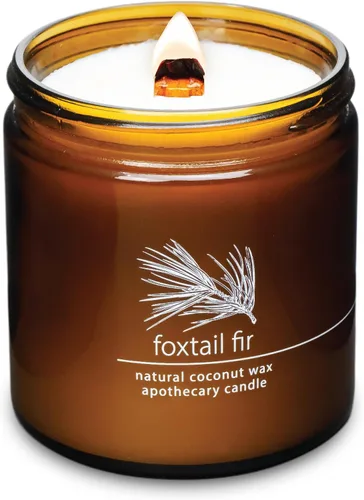 Vista 27 de Vela de mecha de madera agrietada Hemlock Park hecha a mano con cera de coco natural (grande de 16 oz, ámbar) Coconut Apricot Wax Crackling Wood