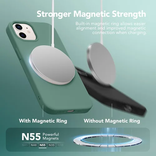 Vista 3 de GONEZ Funda de silicona magnética para iPhone 12 y iPhone 12 Pro, compatible con MagSafe, 1 protector de cámara + protector de pantalla; forro