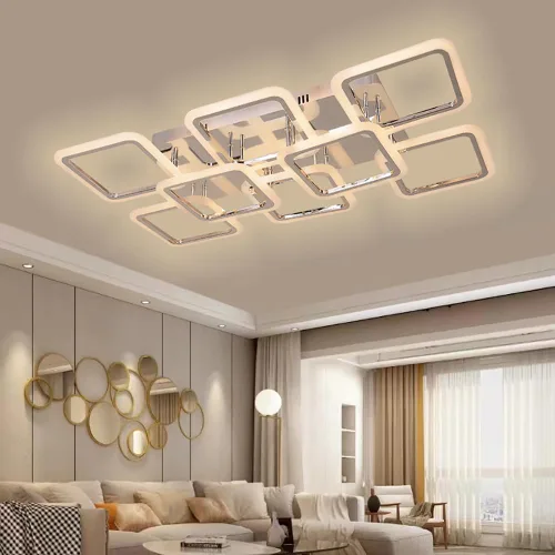 Vista 24 de Lámpara LED de techo regulable, 5 luces de techo de 23 pulgadas, montaje empotrado, lámpara de 80 W para sala de estar, dormitorio, cocina