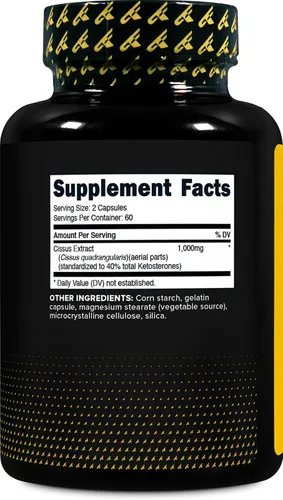 Vista 4 de PrimaForce Extracto de Cissus Quadrangularis, 120 cápsulas, 1000 mg por porción, sin gluten, sin OMG