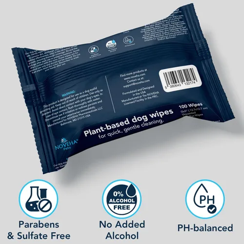 Vista 7 de NOVEHA 100 toallitas para ojos de perro, removedor de manchas de lágrimas para perros, formuladas con manzanilla y aloe para eliminar desechos