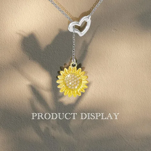 Vista 4 de Collar de girasol, joyería de plata de ley 925 - You Are My Sunshine Colgante Collares Joyería Moda Y Colgante Regalos para Mujeres Esposa, Metal