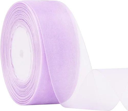 Vista 10 de Hapeper Cinta de organza transparente de 1 1/2 pulgadas, 50 yardas/rollo (negro)