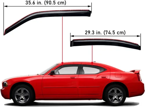 Vista 2 de Lightronic Visera de ventana de ventilación automática con clip extra duradero, se adapta a Dodge Charger 2006-2010, protección UV, deflector