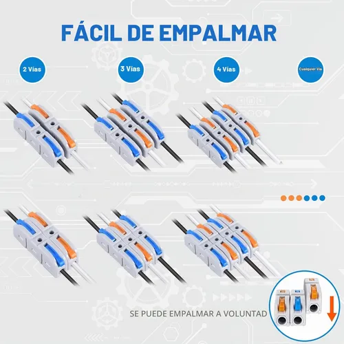 Vista 4 de Kit de conectores de palanca para cables eléctricos de conexión rápida, para terminales en línea compactos, 28-12 AWG, 1 entrada 1 salida (azul, 15)