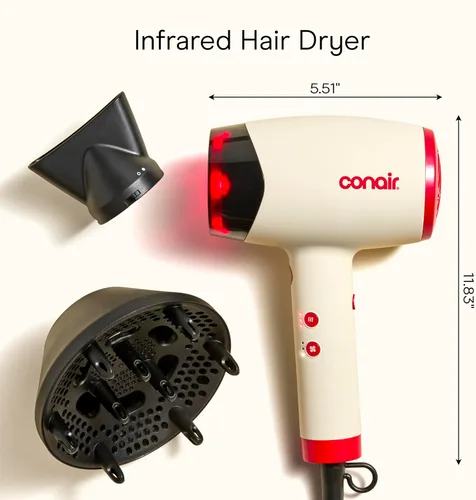 Vista 9 de Conair InfinitiPRO - Secador de pelo infrarrojo con doble acondicionador iónico, incluye difusor y concentrador, secador de secado rápido