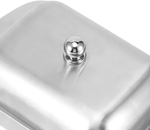 Vista 8 de Alvinlite Mantequillera de acero inoxidable, bandeja de mantequilla de doble cubierta, contenedor de pan de queso con tapa, accesorios para encimera