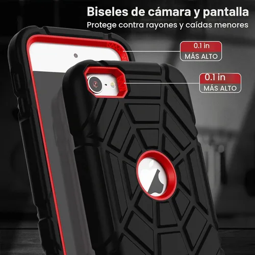 Vista 4 de Grifobes Funda para iPod Touch 7ª generación, iPod Touch 6ª/5ª generación, 3 en 1, resistente a prueba de golpes, funda protectora resistente