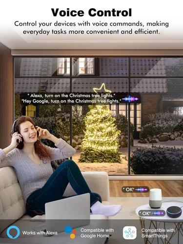 Vista 6 de EIGHTREE Enchufe inteligente para exteriores impermeable IP44, tomacorriente inteligente con 2 salidas controladas independientemente, compatible