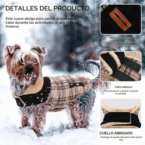 Vista 2 de Abrigo de invierno para perros pequeños, chaqueta sólida para cachorros, abrigo cálido para mascotas para clima frío, prendas acolchadas resistentes