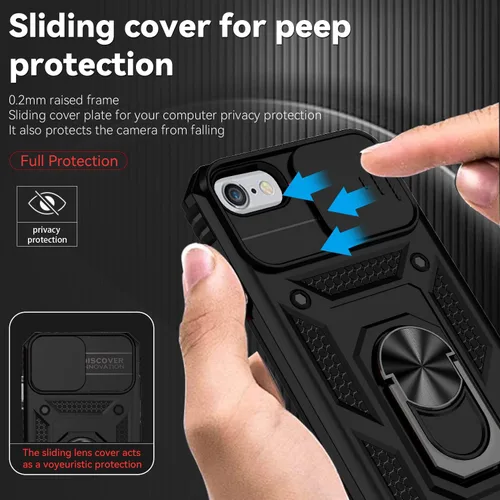 Vista 4 de Funda para iPhone SE (3ª y 2ª generación 2022/2020) y iPhone 8/7/6 con cubierta para lente de cámara, protector de pantalla HD, protección contra