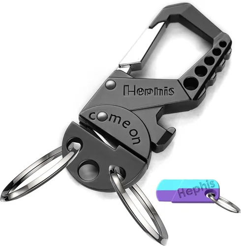 Vista 18 de Llavero resistente con forma de calavera, herramienta de escape de emergencia para automóvil, cortador de cinturón de seguridad, abrebotellas