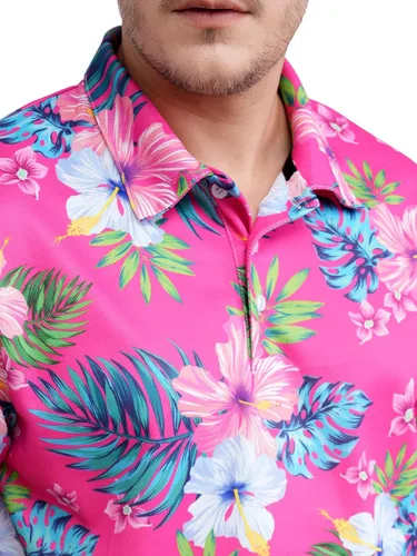 Vista 5 de Camisas de golf para hombre, hawaianas, tropicales, divertidas, con estampado loco