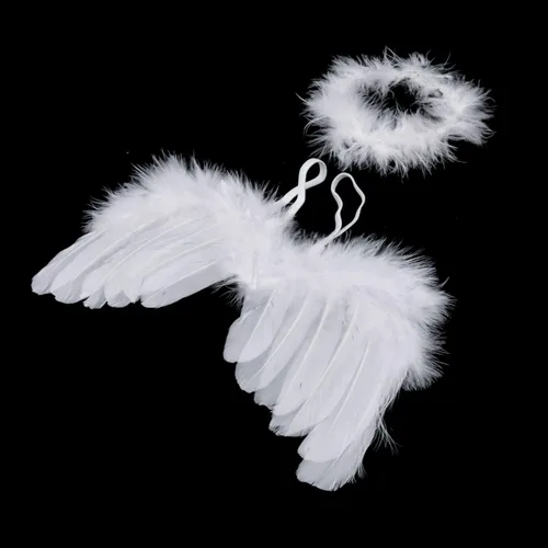 Vista 3 de June Bloomy Alas de plumas de ángel bebé accesorios de fotografía con diadema