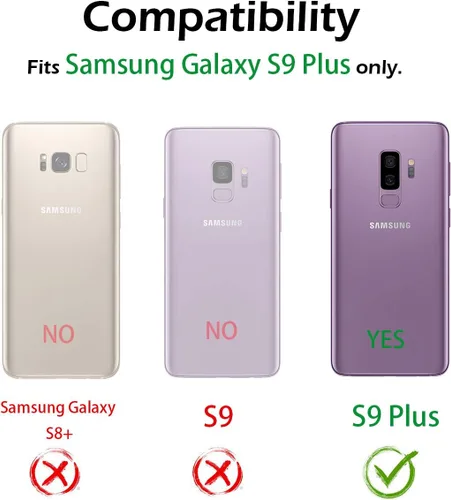 Vista 8 de Dexnor Funda para Galaxy S9+ Plus con protector de pantalla transparente de grado militar, resistente 360, cuerpo completo, a prueba de golpes