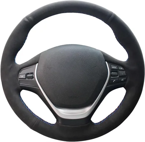 Vista 12 de MEWANT Envoltura de volante de ante negro cosida a mano para BMW 2Series F22 F23 F30 F34 F32 F33 F36 Cubierta de volante DIY