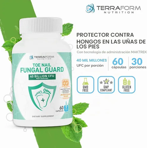 Vista 2 de TerraForm Nutrition - Protector de hongos para uñas de los pies, inhibidor probiótico de hongos, 60 cápsulas