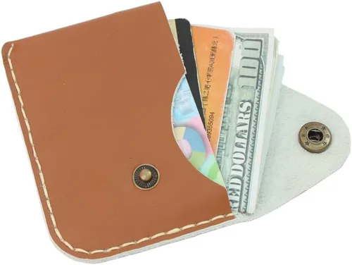 Vista 64 de Leather Card Holder Wallet, Compact Design with Slots for Cards and Cash (light brown)