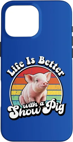 Vista 19 de Mens Womens Retro Vintage Life is Better Cute Show Pig Lover Case for iPhone 17