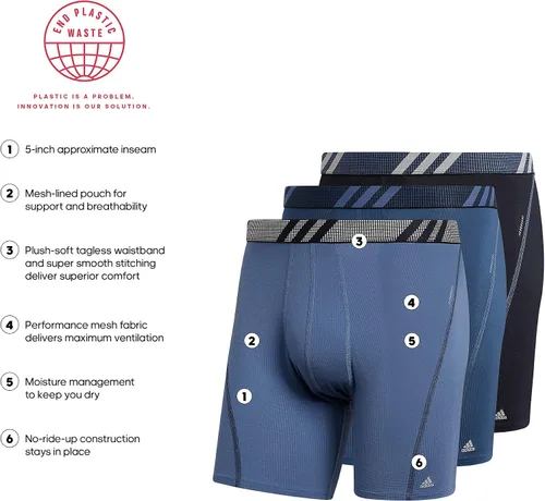 Vista 2 de adidas Men's Sport Performance Mesh Boxer Brief Underwear (3-Pack)