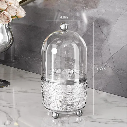 Vista 7 de Soporte para brochas de maquillaje con tapa, soporte giratorio de 360° para tocador, organizador de brochas de maquillaje giratorio a prueba