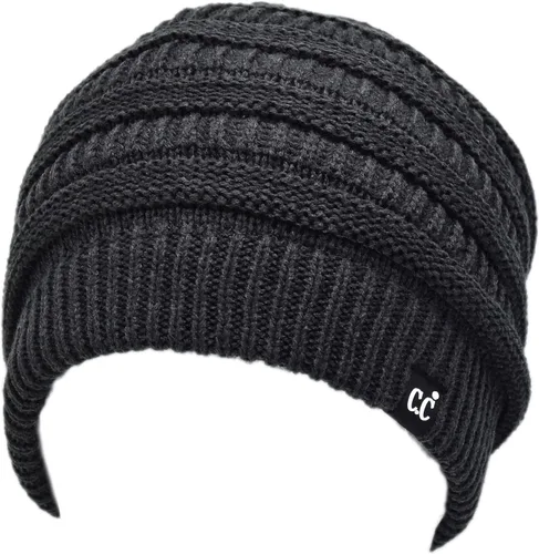 Vista 47 de C.C Winter Oversized Beanie Hat with Fuzzy Lining – Thick Knit Thermal Beanie for Cold Weather, Soft Warm Fleece Lined Cap